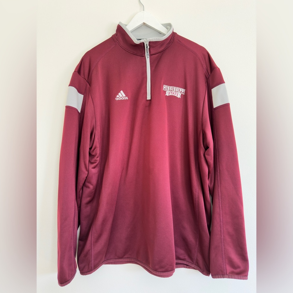 Adidas Climalite Maroon and Gray Mississippi State Half-Zip XL